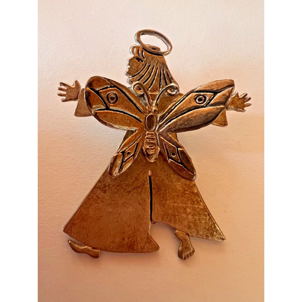 1997 Emilia Castillo Silver Angel Butterfly Scarf Clip Brooch Neiman Marcus